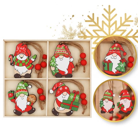 ⁨Zawieszki choinkowe KRASNALE drewniane 12szt w opakowaniu BSN77⁩ w sklepie Wasserman.eu