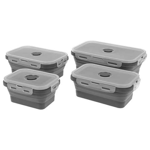 ⁨ZESTAW 4 SILIKONOWYCH SKŁADANYCH POJEMNIKÓW NA ŻYWNOŚĆ POKRYWAMI 3345⁩ w sklepie Wasserman.eu