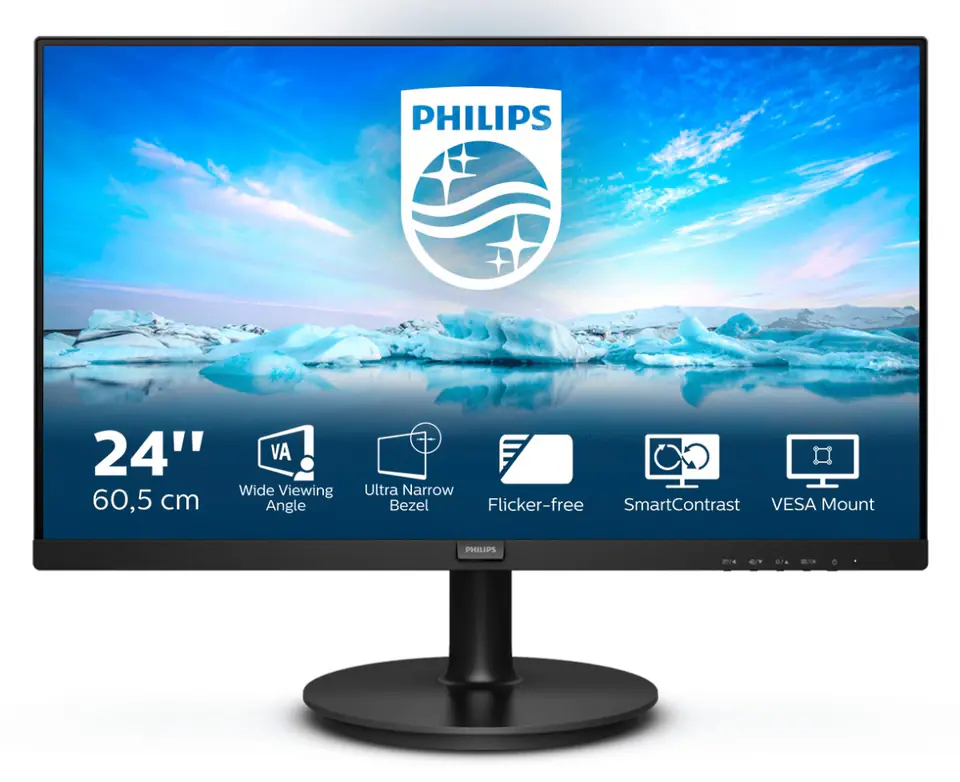 ⁨Philips V Line 241V8L/00 LED display 60.5 cm (23.8") 1920 x 1080 pixels Full HD Black⁩ at Wasserman.eu
