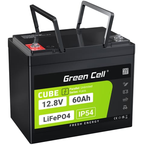 ⁨Green Cell CUBE LiFePO4 60Ah 12.8V 768Wh lithium Iron fosforan bateria do silników elektrycznych, kamperów, podnośników⁩ w sklepie Wasserman.eu