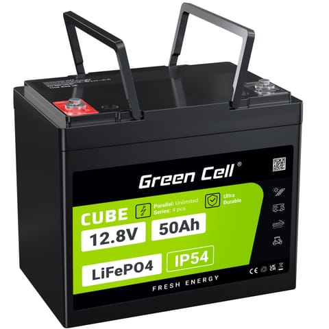 ⁨Green Cell CUBE LiFePO4 50Ah 12.8V 640Wh lithium Iron fosforan bateria do kamperów, wózek golfowy, elektrownia wiatrowa⁩ w sklepie Wasserman.eu