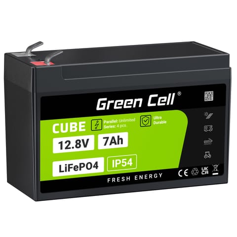 ⁨Green Cell CUBE LiFePO4 7Ah 12.8V 89.6Wh lithium Iron fosforan bateria do UPS, monitorowanie⁩ w sklepie Wasserman.eu