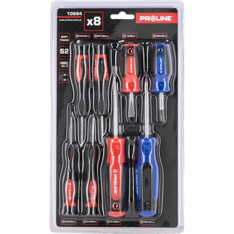 ⁨8 PCS SCREWDRIVER SET, SOFT-TOUCH,S2,MAGNET, PROLINE⁩ at Wasserman.eu
