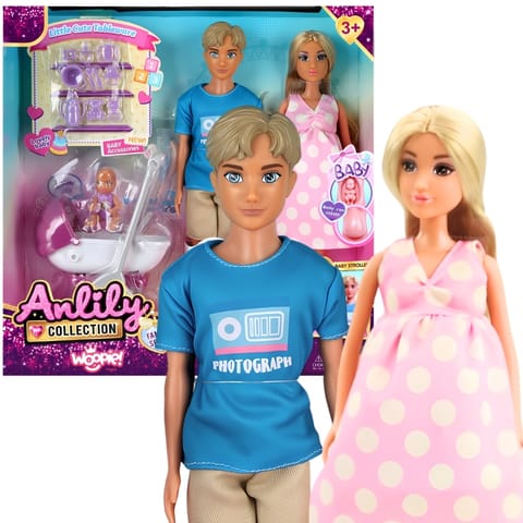 ⁨WOOPIE ROYAL Zestaw Lalek Rodzina Lily w Ciąży Tata Niemowlak Wózek Akcesoria⁩ w sklepie Wasserman.eu