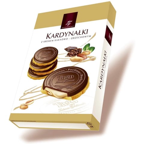 ⁨Ciastka TAGO KARDYNAŁKI 180g z kremem kakaowo-orzechowym⁩ w sklepie Wasserman.eu