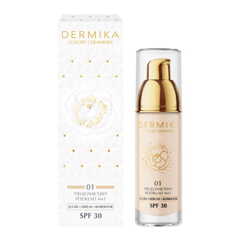 ⁨DERMIKA Luxury Ceramides Podkład pielęgnacyjny 4w1 SPF30 odcień 01 30 ml⁩ w sklepie Wasserman.eu