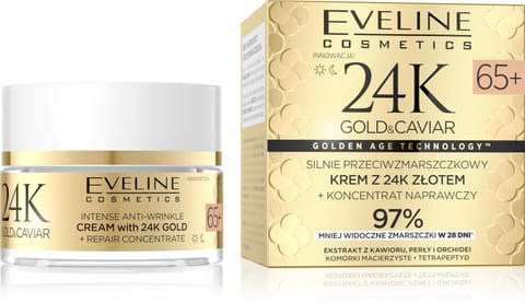 ⁨EVELINE 24K Gold&Caviar Krem silnie przeciwzmarszczkowy 65+ 50 ml⁩ w sklepie Wasserman.eu