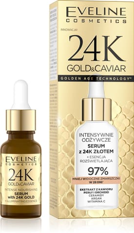 ⁨EVELINE 24K Gold&Caviar Serum odżywcze 18 ml⁩ w sklepie Wasserman.eu
