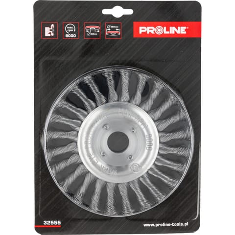 ⁨SZCZOTKA TARCZOWA Z DRUTU STALOWEGO SKR. FI=150MM PROLINE⁩ w sklepie Wasserman.eu