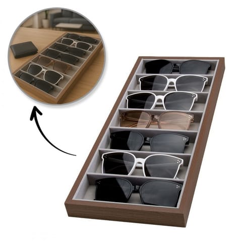 ⁨Szkatułka 7 przegródek na okulary lub akcesoria, etui, organizer PDMDF08⁩ w sklepie Wasserman.eu