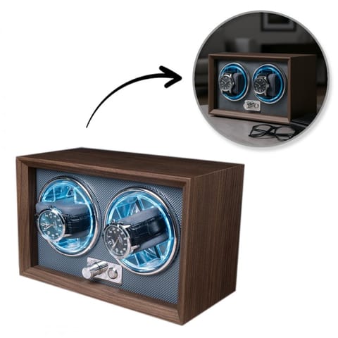 ⁨Rotomat szkatułka etui automatyczne na 2 zegarki drewno 24x12x15cm PD146⁩ w sklepie Wasserman.eu