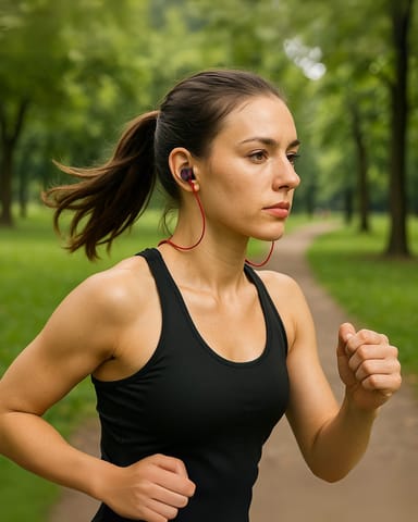 ⁨Powerton W2, bluetooth headphones, volume control, black and red, sport, with magnetic holder bluetooth type⁩ at Wasserman.eu