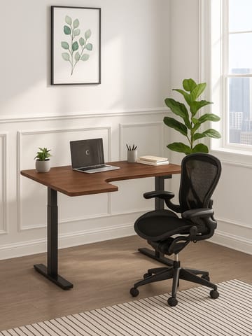 ⁨Powerton ERGO EDGE TOP Blat biurka narożnego 160x110-60x2,5 cm, orzech⁩ w sklepie Wasserman.eu