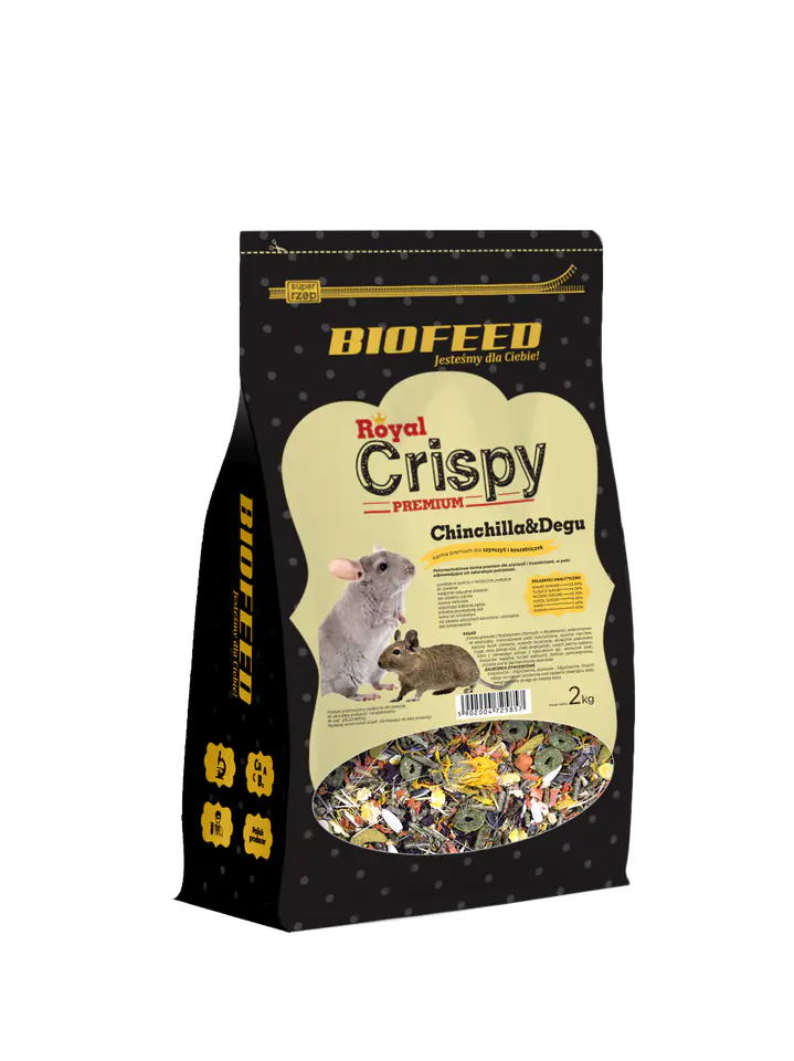 ⁨BIOFEED Royal Crispy Premium Chinchilla & Degu 2kg - dla szynszyli i koszatniczek⁩ w sklepie Wasserman.eu