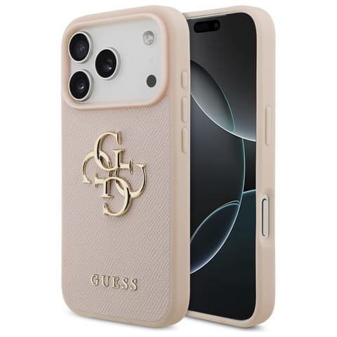 ⁨Etui Guess Grained Big 4G & Classic Logo do iPhone 17 Pro różowy⁩ w sklepie Wasserman.eu
