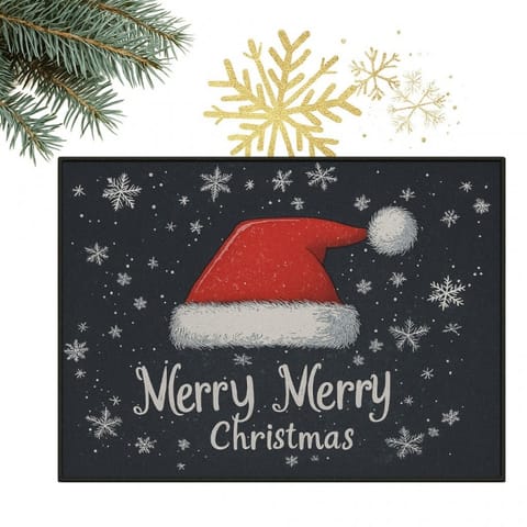 ⁨Dywanik wycieraczka świąteczna MERRY MERRY CHRISTMAS czarna 60x90cm DYW15⁩ w sklepie Wasserman.eu