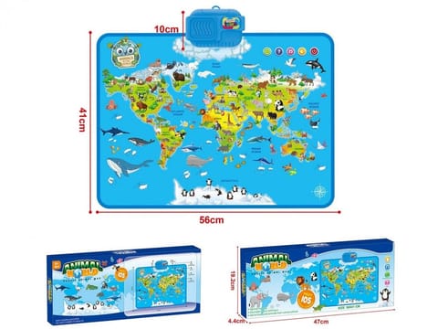 ⁨Interaktywna mapa zwierząt świata 56x41cm⁩ w sklepie Wasserman.eu