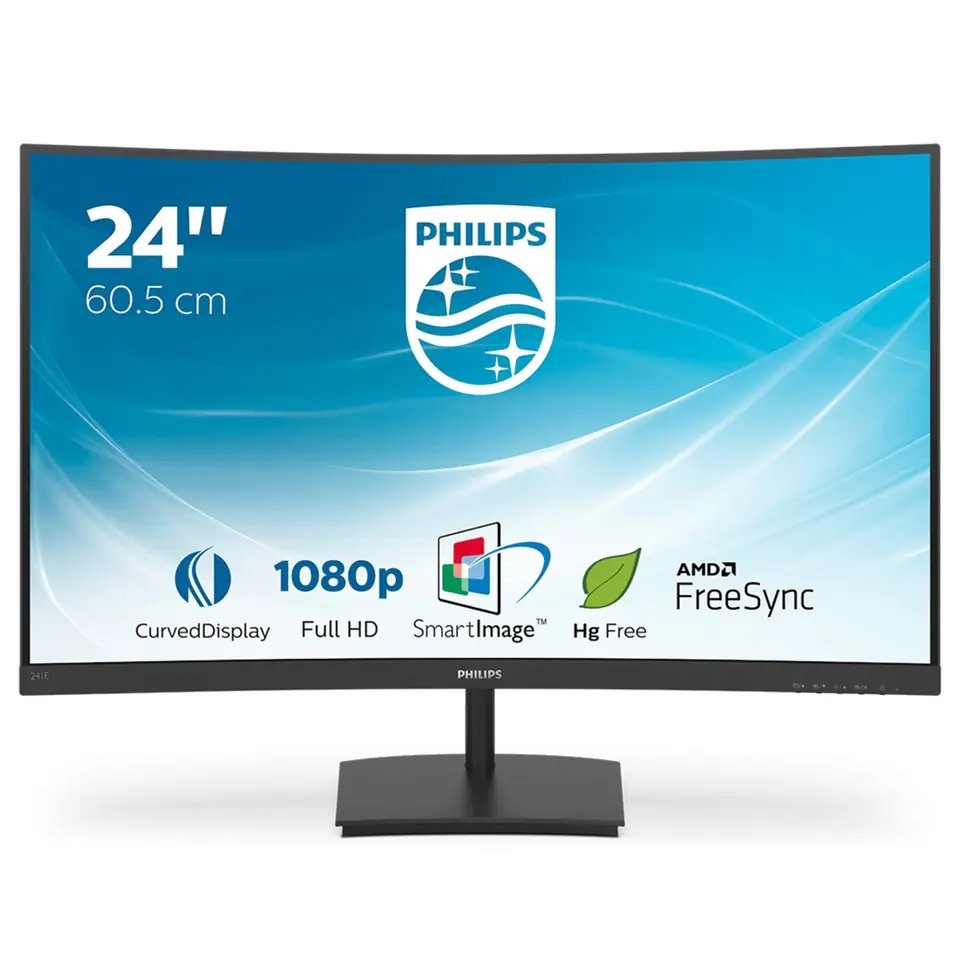 ⁨Philips E Line 241E1SC/00 LED display 59.9 cm (23.6") 1920 x 1080 pixels Full HD Black⁩ at Wasserman.eu