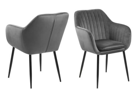 ⁨Emilia Velvet chair dark grey/black⁩ at Wasserman.eu