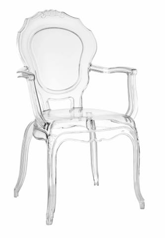⁨Transparent chair Queen Arm⁩ at Wasserman.eu