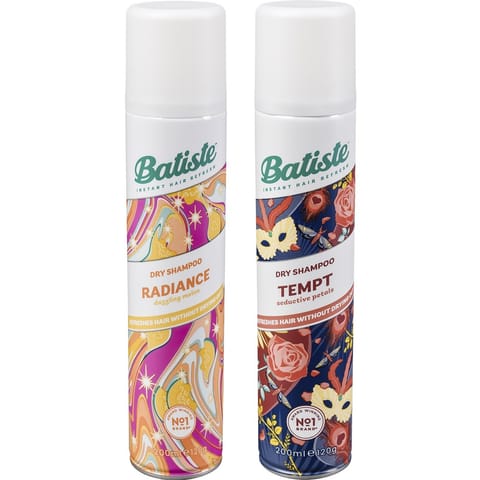 ⁨BATISTE Zestaw Radiance + Tempt Suche szampony do włosów 200ml + 200ml⁩ w sklepie Wasserman.eu
