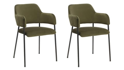 ⁨Zestaw 2 krzeseł Lima welurowych          z podłokietnikami zielone⁩ w sklepie Wasserman.eu