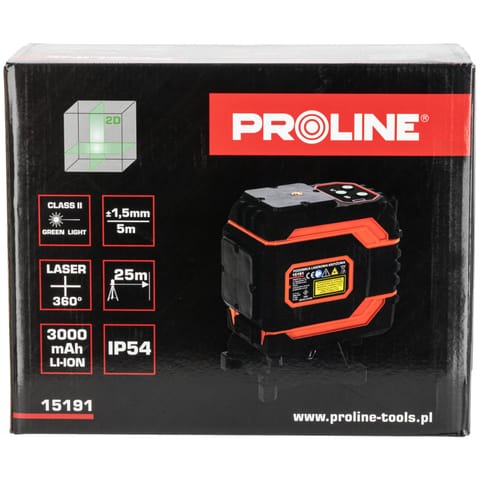 ⁨LASER LEVEL 2 BEAMS 360 DEGREE, GREEN, 20M, CE,  PROLINE⁩ at Wasserman.eu