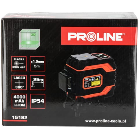 ⁨LASER LEVEL 3 BEAMS 360 DEGREE, GREEN, 20M, CE,  PROLINE⁩ at Wasserman.eu