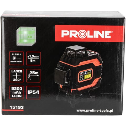 ⁨LASER LEVEL 4 BEAMS 360 DEGREE, GREEN, 20M, CE,  PROLINE⁩ at Wasserman.eu