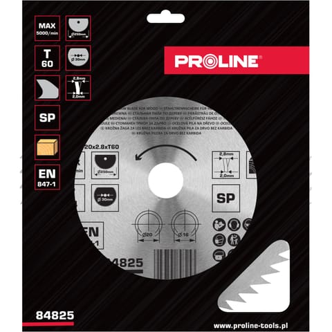 ⁨CIRCULAR SAW FOR WOOD CARBON FREE 250*60T*30 PROLINE⁩ at Wasserman.eu