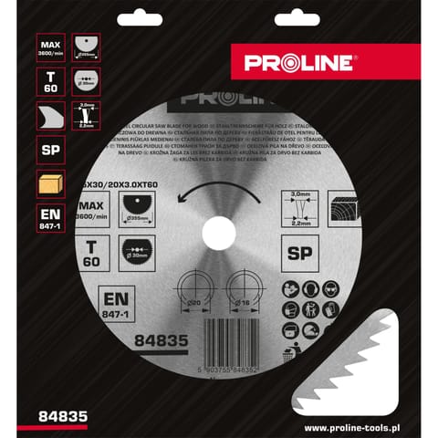 ⁨CIRCULAR SAW FOR WOOD CARBON FREE  350*60T*30 PROLINE⁩ at Wasserman.eu