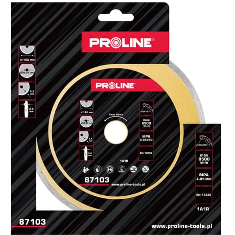 ⁨TARCZA DIAMENTOWA PEŁNA (MAT.BUD) 180*2.6*5.5*22.23 PROLINE⁩ w sklepie Wasserman.eu