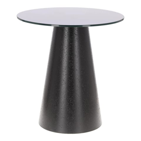 ⁨Stolik kawowy Soleilo szklany okrągły     60cm czarny⁩ w sklepie Wasserman.eu