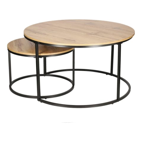 ⁨Zestaw 2 stolików Ruth naturalne/czarne⁩ w sklepie Wasserman.eu