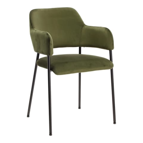 ⁨Krzesło Lima welurowe z podłokietnikami   zielone⁩ w sklepie Wasserman.eu