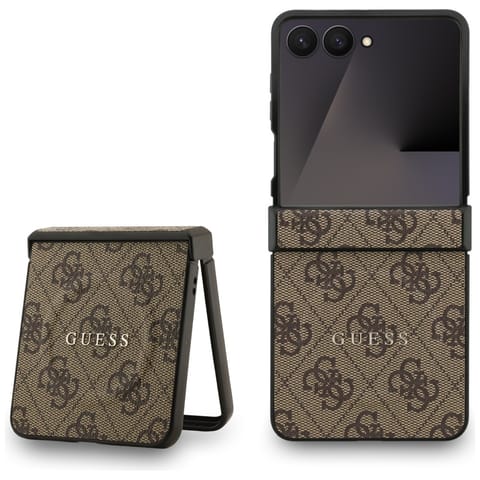 ⁨Etui Guess 4G Classic MagSafe do Samsung Galaxy Z Flip7 brązowy⁩ w sklepie Wasserman.eu