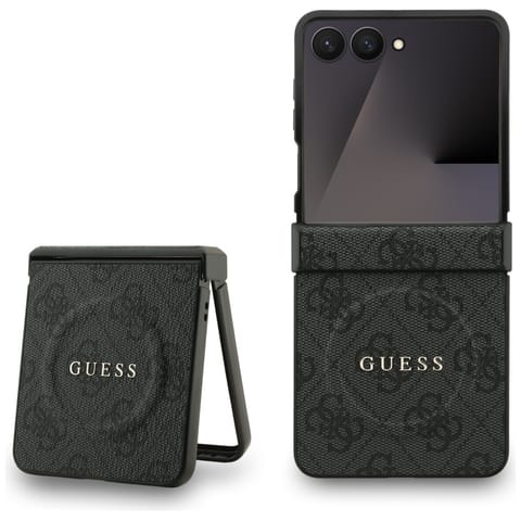 ⁨Etui Guess 4G Classic MagSafe do Samsung Galaxy Z Flip7 czarny⁩ w sklepie Wasserman.eu