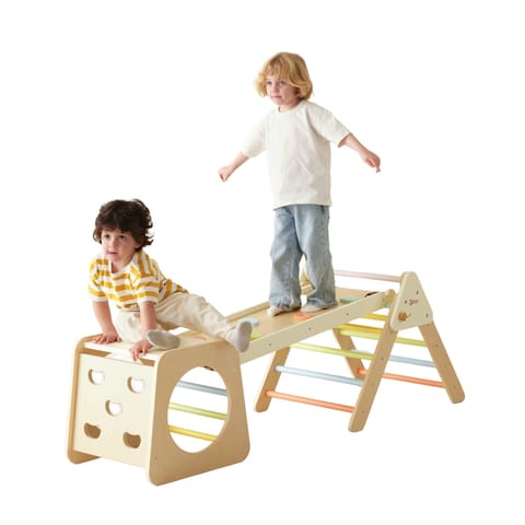 ⁨CLASSIC WORLD Drewniany Zestaw Wspinaczkowy Trójkąt Montessori 5w1 - Plac Zabaw Siłownia Indoor dla Dzieci⁩ w sklepie Wasserman.eu