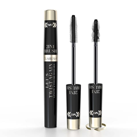 ⁨CLARESA Let’s Twist Again Length & Volume Mascara Tusz do rzęs wydłużająco-pogrubiający Czarny 7 g⁩ w sklepie Wasserman.eu