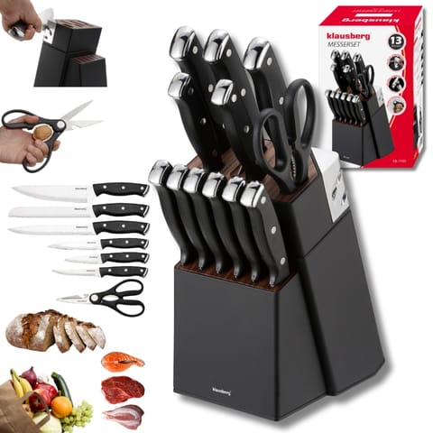 ⁨ZESTAW NOŻY KUCHENNYCH I DO STEKÓW W BLOKU KLAUSBERG KB-7985⁩ w sklepie Wasserman.eu