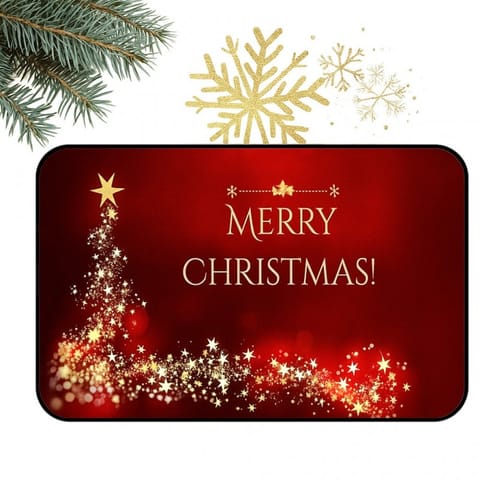 ⁨Dywanik wycieraczka świąteczna MERRY CHRISTMAS, czerwona w gwiazdki 60x90cm DYW14⁩ w sklepie Wasserman.eu