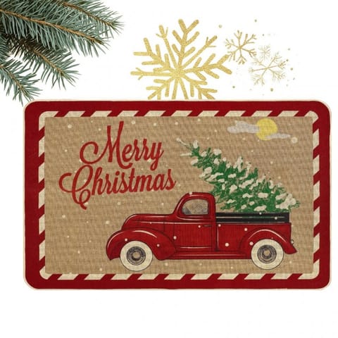 ⁨Dywanik wycieraczka świąteczna MERRY CHRISTMAS, czerwone auto 60x90cm DYW12⁩ w sklepie Wasserman.eu