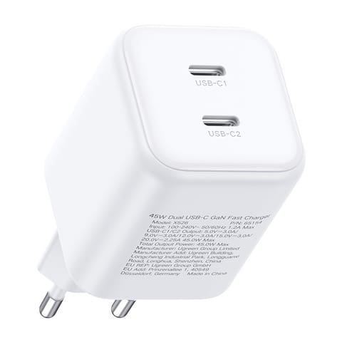 ⁨Ładowarka Dual UGREEN USB-C GaN 45W X526 (biała)⁩ w sklepie Wasserman.eu