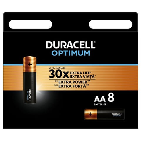 ⁨Duracell Optimum Jednorazowa alkaliczna baterie AA, 8-pack⁩ w sklepie Wasserman.eu