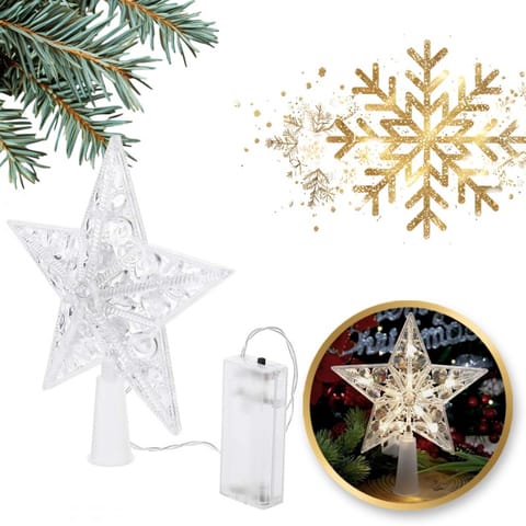 ⁨Czubek na choinkę, gwiazda LED 15cm BOŻE NARODZENIE biała KSN205⁩ w sklepie Wasserman.eu