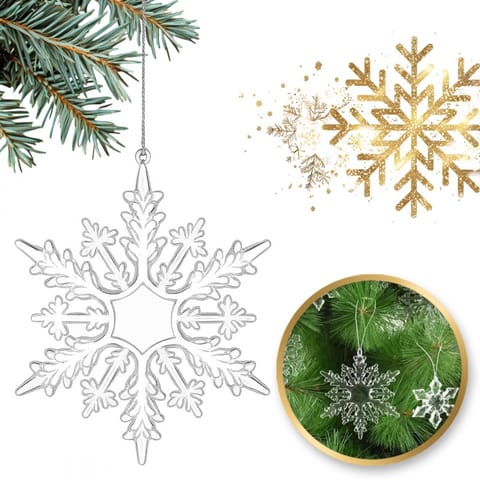 ⁨Zestaw zawieszek płatki śniegu transparentne śnieżynki 12szt. w opakowaniu BSN69⁩ w sklepie Wasserman.eu