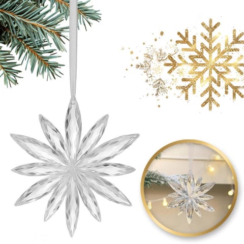 ⁨Zestaw zawieszek transparentne śnieżynki 12szt. w opakowaniu BSN70⁩ w sklepie Wasserman.eu