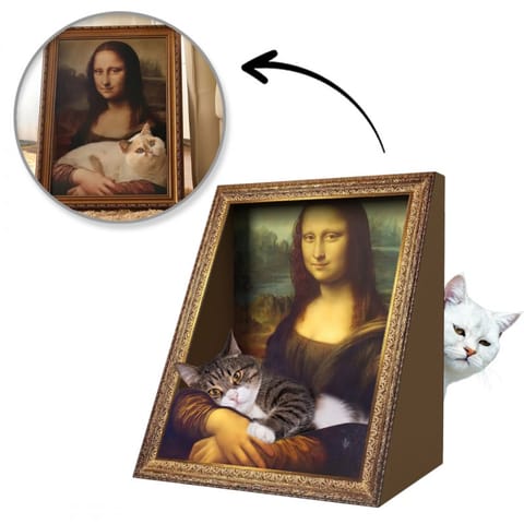 ⁨Drapak domek DLA KOTA - obraz ramka Mona Lisa, legowisko KOT29⁩ w sklepie Wasserman.eu