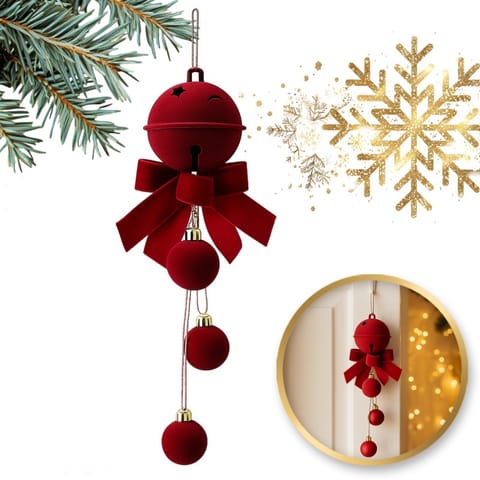 ⁨Zawieszka na choinkę, dzwoneczek z kokardą i bombkami, 1 sztuka 34cm WOZ49⁩ w sklepie Wasserman.eu