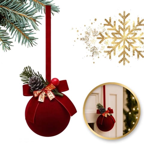 ⁨Bombka zawieszka na choinkę z kokardą i stroikiem, 1 sztuka 22cm WOZ48⁩ w sklepie Wasserman.eu